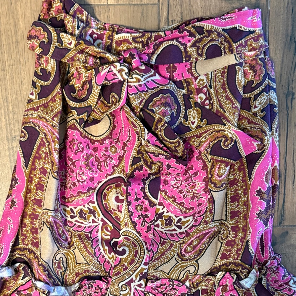 A Loves A (Dillard’s) Paisley linen tiered ruffle Maxi Skirt XS - Picture 4 of 6